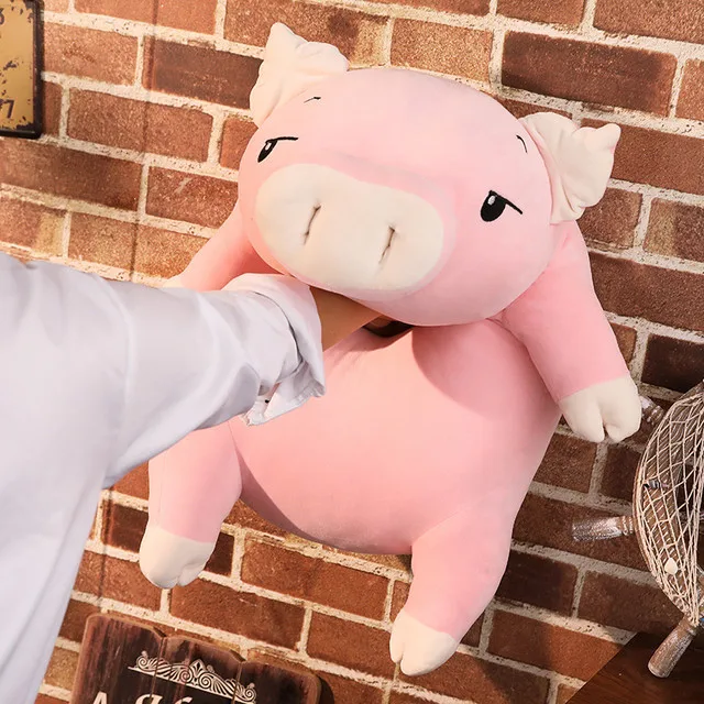 

New Squishy Pig Cute Stuffed Doll Lying Plush Piggy Toy White/Pink Animals Soft Plushie Hand Warmer Blanket Kids Comforting Gift