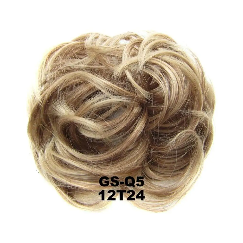 light brown blonde Синтетические эластичные волнистые кудрявые волосы пончик кудрявый шиньон волосы для женщин поддельные волосы булочка черный коричневый 1 шт. конские хвосты - Цвет: light brown blonde