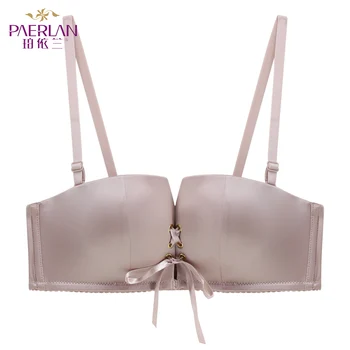 

PAERLAN Small Chest Solid Color Push Up Bra Women Wire Free Half Cup Glossy Bra Smooth Seamless Lycra No Underwire Sexy Bra