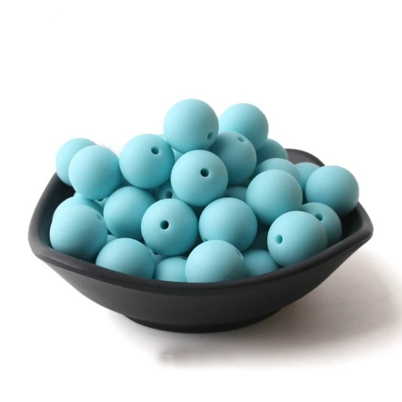 blue 9 мм, 50 шт., силиконовые бусины, детский прорезыватель, круглый жемчуг, сделай сам, жевательный, красочный, Прорезыватель зубов, BPA бесплатно, ювелирное изделие, детская игрушка, цепочка для соски - Цвет: blue