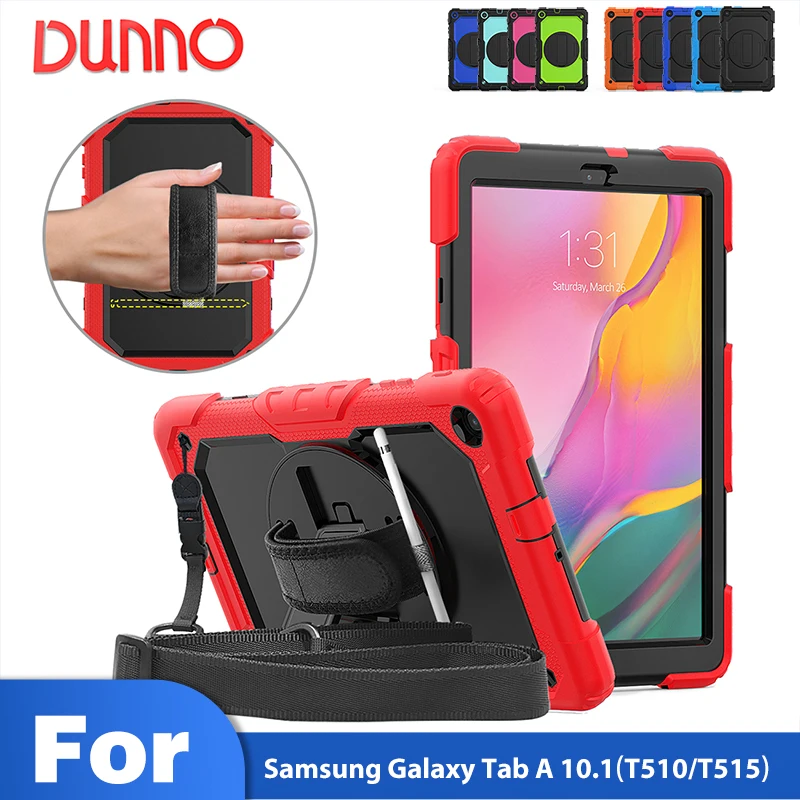 

Samsung Tablet Case Stand For Funda Tablet 2019 Samsung Galaxy Tab A 10.1 SM-T510 T515 Tablette Cover Rotate Hand Strap