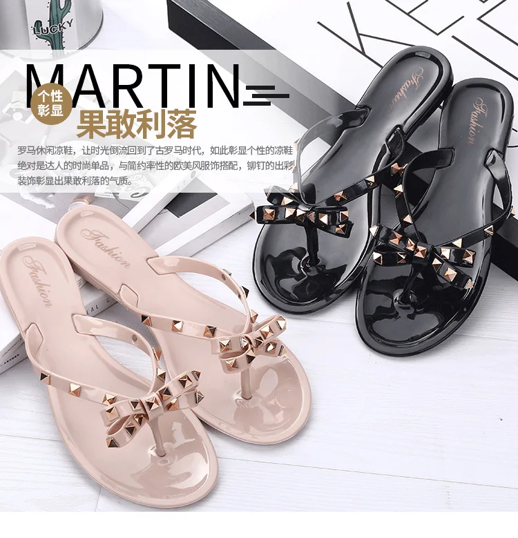 New women's shoes fashion jelly sandals t strap open toe casual summer black