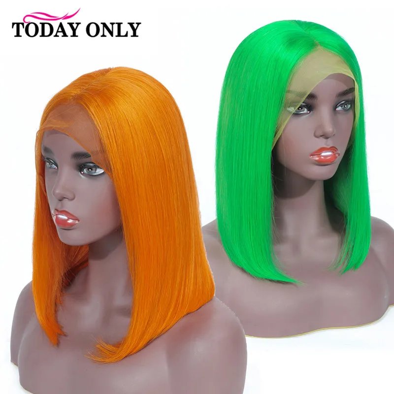 

TODAY ONLY Bob Lace Front Wigs 613 Blonde Lace Front Wig Orange Colored Human Hair Wigs Straight Preplucked Lace Wig 13x4 Remy