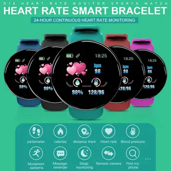 

D18 Bluetooth Smart Sport Bracelet Health Monitoring Pedometer Sport Watch Compatible IOS Android for Women Men Smart Watch