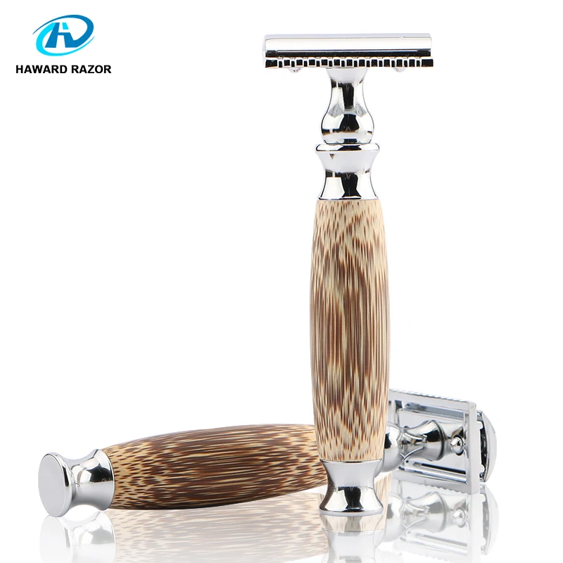 HAWARD Razor Natural Bamboo Handle Men's Shaver Double-edged Safety Razor More Environmentally Friendly Free 10 Shaving Blades