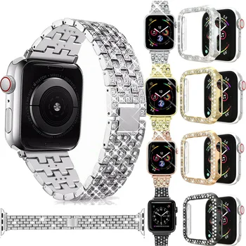 

Bling Diamond Luxury Stainless Steel Band Strap + Cover Case For IWatch 44/42/40/38mm For Apple Watch Series 1 2 3 4 5 Link