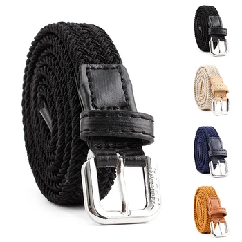 

Fashion Casual Jeans Decorative Belt Woven Waistband Thin Belt Alloy Pin Buckle Canvas Elastic 100cm Stretch 1Pcs Unisex Belts