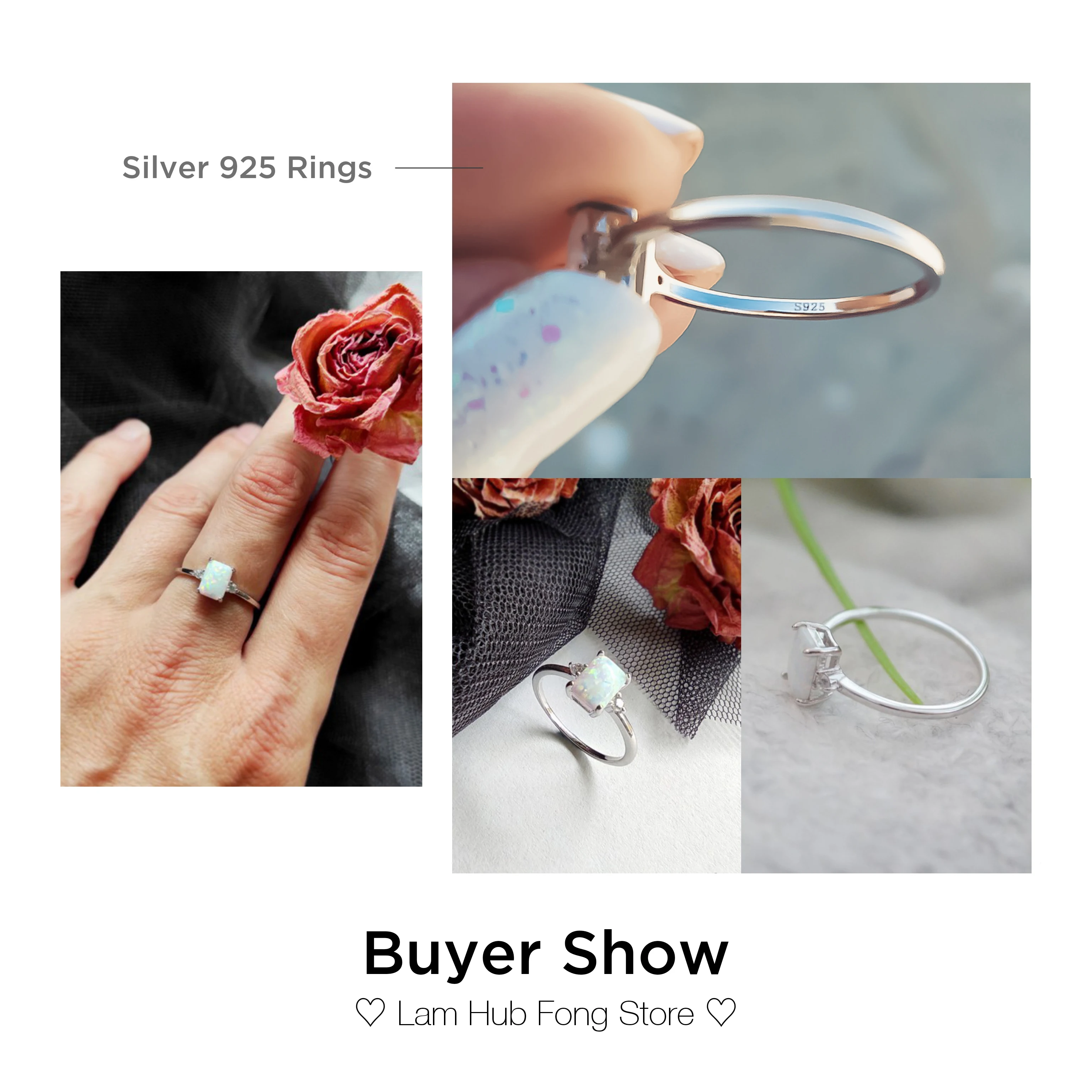 925 Sterling Silver Rectangular Opal Rings for Women Cubic Zircon Female Finger Rings Wedding Silver 925 Jewelry (Lam Hub Fong) silver ring,silver rings,gemstone ring