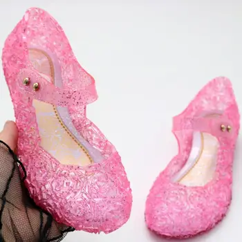 

Newest Kids Baby Girls Summer Crystal Sandals PVC Transparent Jelly Princess Height Increasing Shoes Party Streetwear Holiday