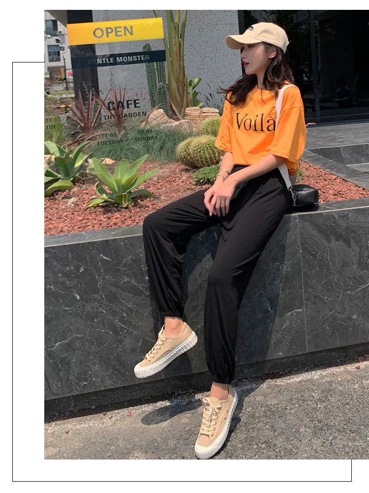 Modal beam feet bloomers female wide-legged adult anti-mosquito summer thin section high waist loose ice silk sports casual pant versace jeans couture