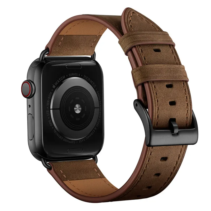 Ремешки для наручных часов для Apple Watch, 44 мм, 40 мм, серия 5/4, натуральная кожа, браслет для iWatch, ремешок 42 мм, 38 мм, серия 3/2/1