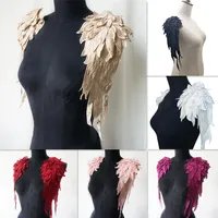 Buy 2PCS/Set Embroidery Angel Wing Applique Sewing Flower Collar Patch For Wedding Party Gown Bridal Dress Clothes Online