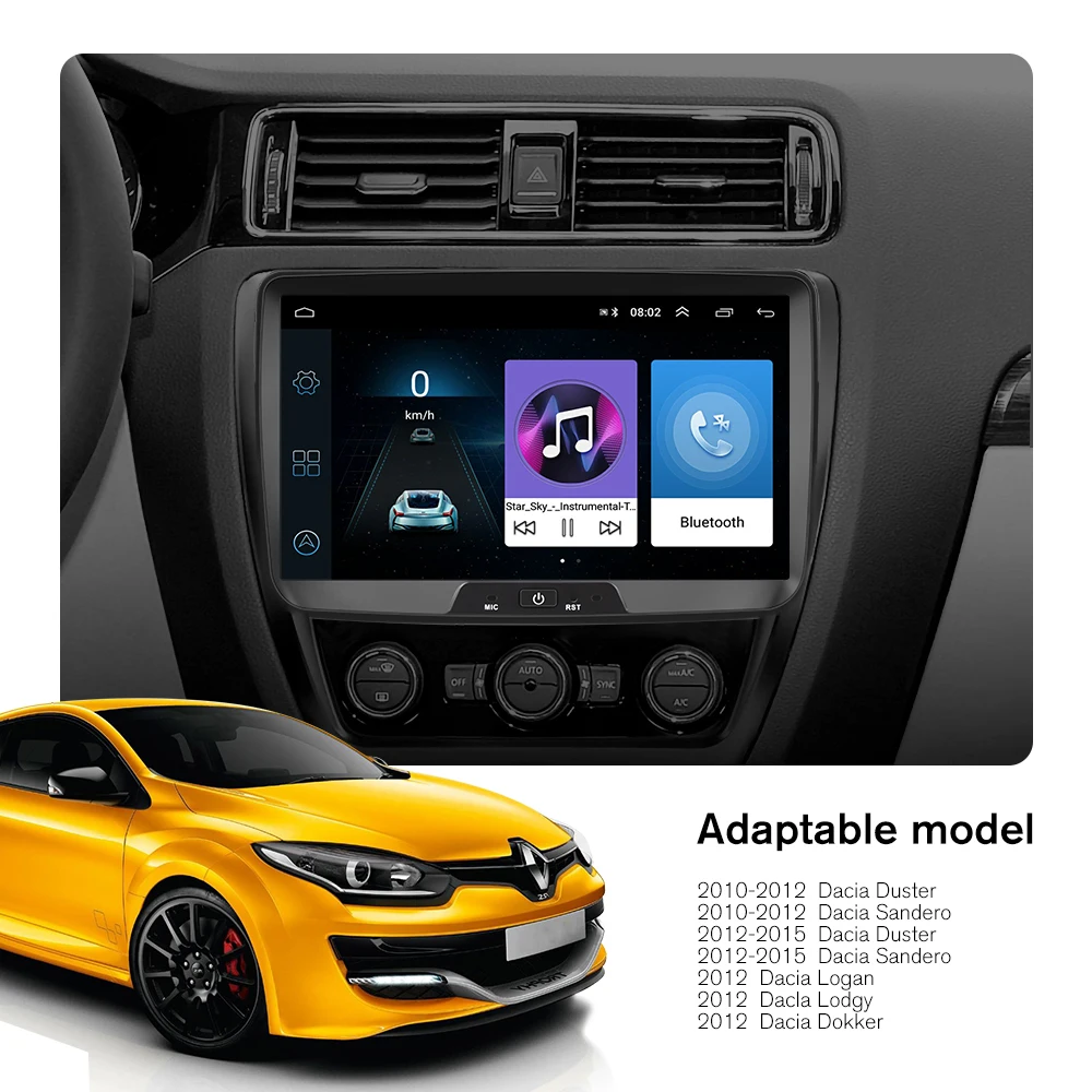 Excellent Podofo 2 Din Car Multimedia MP5 Player 8 " Android Car Radio GPS MP5 MirrorLink Monitor For Renault Sandero/Duster/Logan/Dokker 1