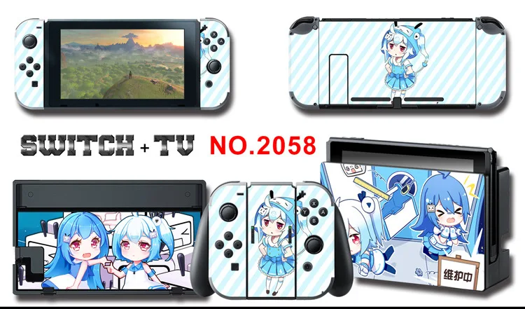 1set New Cute Anime Full Body Sticker for NS Switch Protective Cover Skin Colorful Art for Game Console Joy-Con Controller Decor