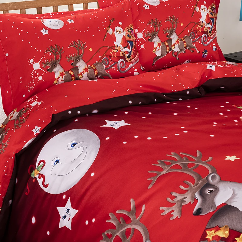 3pcs/ set Merry Christmas 3D Bedding Set Duvet Cover Sheets Red Santa Claus Comforter Bed Set Gift Christmas Decoration For Home