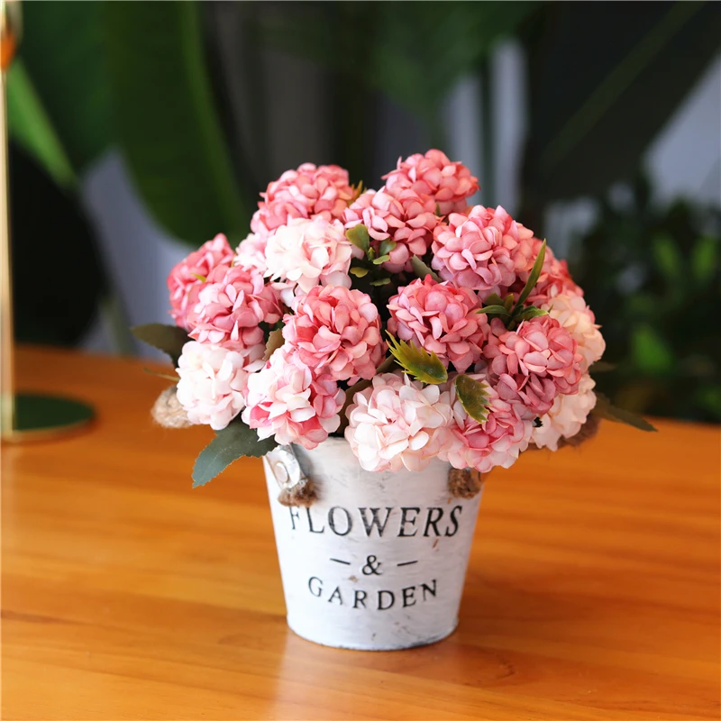 Искусственные цветы+ ваза поддельные шелковые Винтажные розы цветы букет для комнаты Кухня сад Свадебная вечеринка Декор стол букет - Цвет: 14