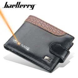 2024 Hasp Men Wallets Free Name Customized Card Holder Short Male Purse Crocodile Pattern High Quality PU Leather Wallet For Men