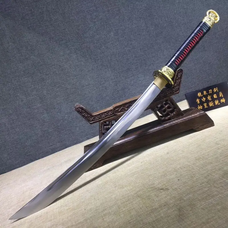 Hand-Forged Broadsword WUSHU sword Manganese steel blade Saber DAO Wood Saya
