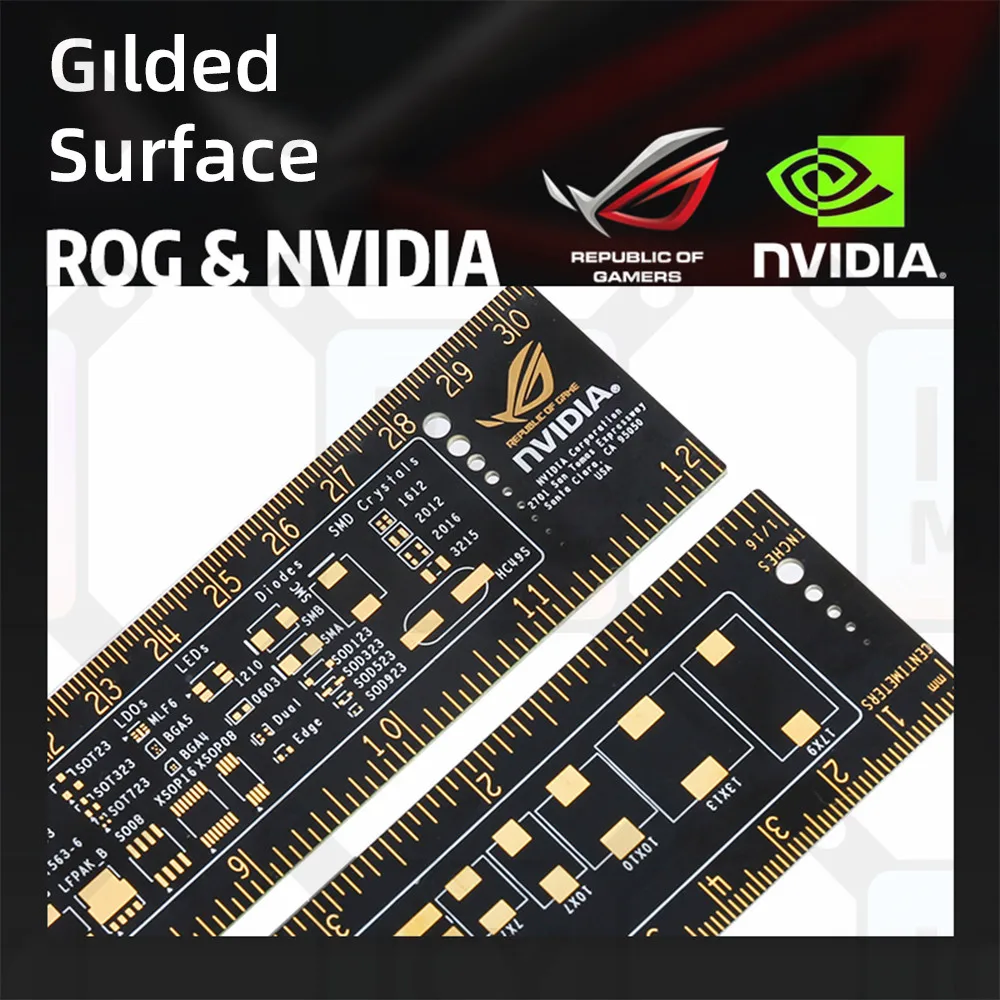 Ferramenta de Medição República dos Jogadores Nvidia Crença Régua Tubo 30cm Dourado Paiting fé Decoração Figura Personalizado Mod pc Refrigeração - Rog - Imagem 5