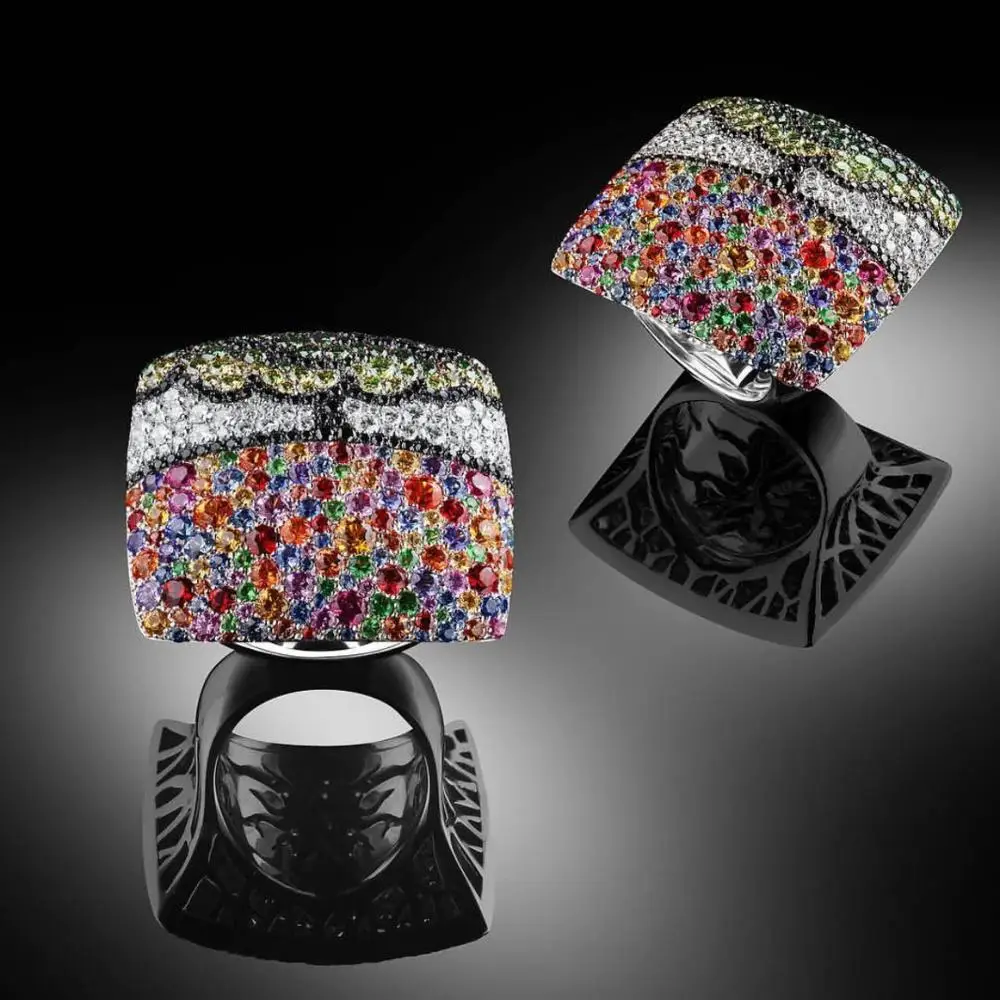 

GODKI Exclusive Clouds Life Tree Colorful CZ Stacks Rings for Women Finger Rings Beads Charm Ring Bohemian Beach Jewelry 2019
