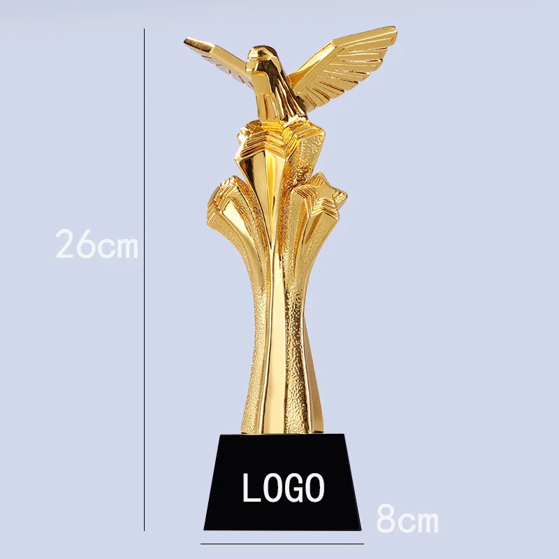 

Customized Golden Eagle Spread Wing Creative Trophy Customized Gold-plated Lettering Resin Golden Eagle Games Souvenir Trophy