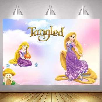 

Tangled Rapunzel Princess Photo Backdrop Pink Castle Girls Kids Happy Birthday Party Decoration Photography Backgrounds Banner