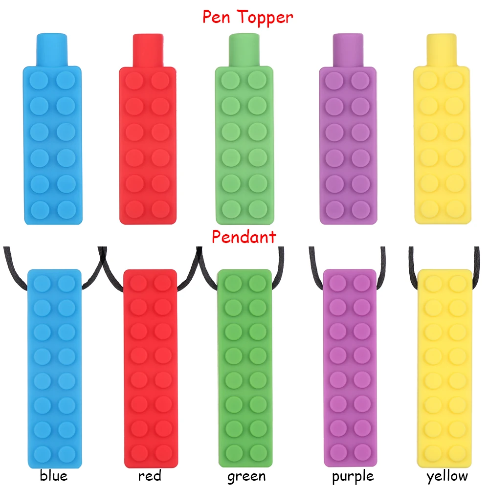 Новинка, 1 шт., сенсорное жевательное ожерелье, кирпич, жевательная игрушка для детей, силиконовый карандаш для кусания, прорезыватель, игрушка, милый карандаш, топик, детская молярная палочка