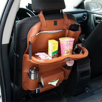 

Multifunctional Car Seat Back Storage Organizer Accessories Automobile Tissue Holder Bottle Pocket Foldable Backseat Table Bag