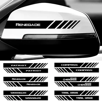 

Car accessories 2pcs Rear View Mirror Sticker Reflective and Decals For Jeep Renegade Wrangler JK JL Grand Cherokee Car styling