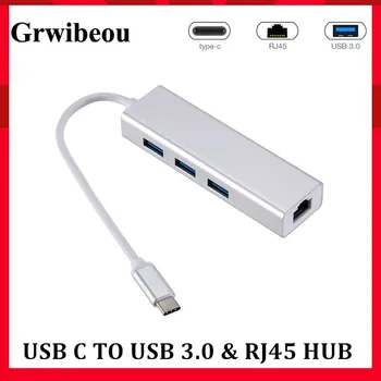 

Grwibeou USB 3.1 HUB Type c to Ethernet Network Adapter 1000 Mbps RJ45 USB 3.1 with 3 usb 3.0 Ports usb splitter for MacBook Pro