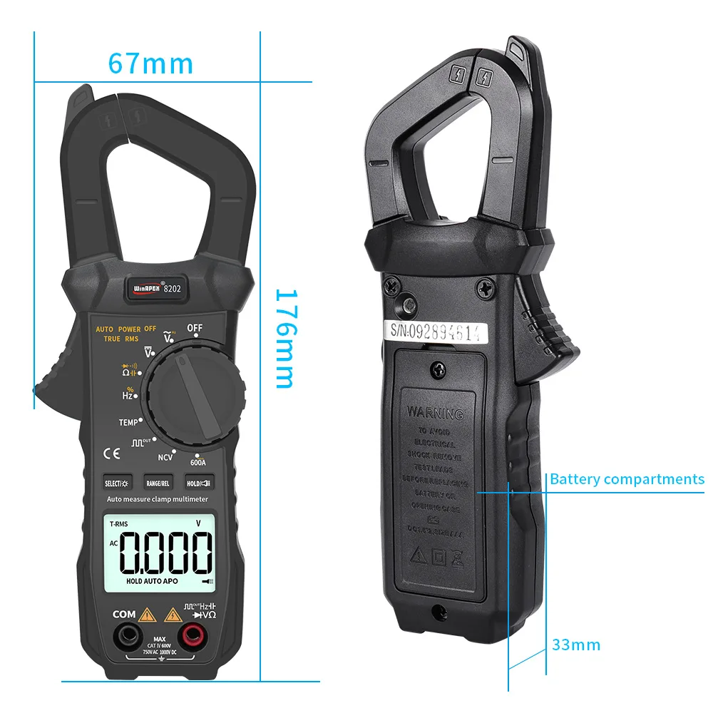 AC Ток 600A цифровой клещи Многофункциональный мультиметр тестр с сопротивлением напряжения конденсатор детектор напряжения