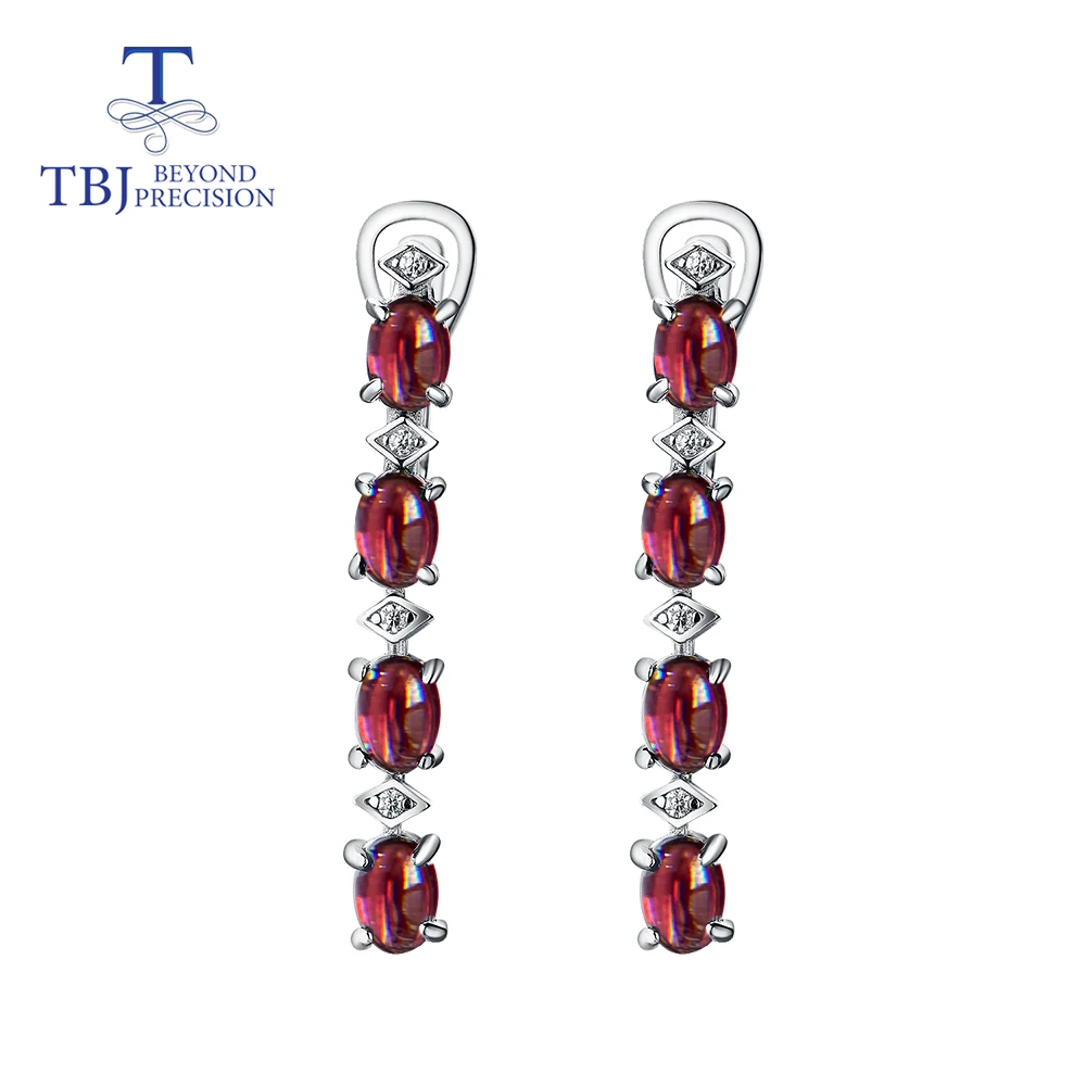TBJ 8 шт. натуральный родолит Гранат Серьги 4.5ct настоящий драгоценный камень