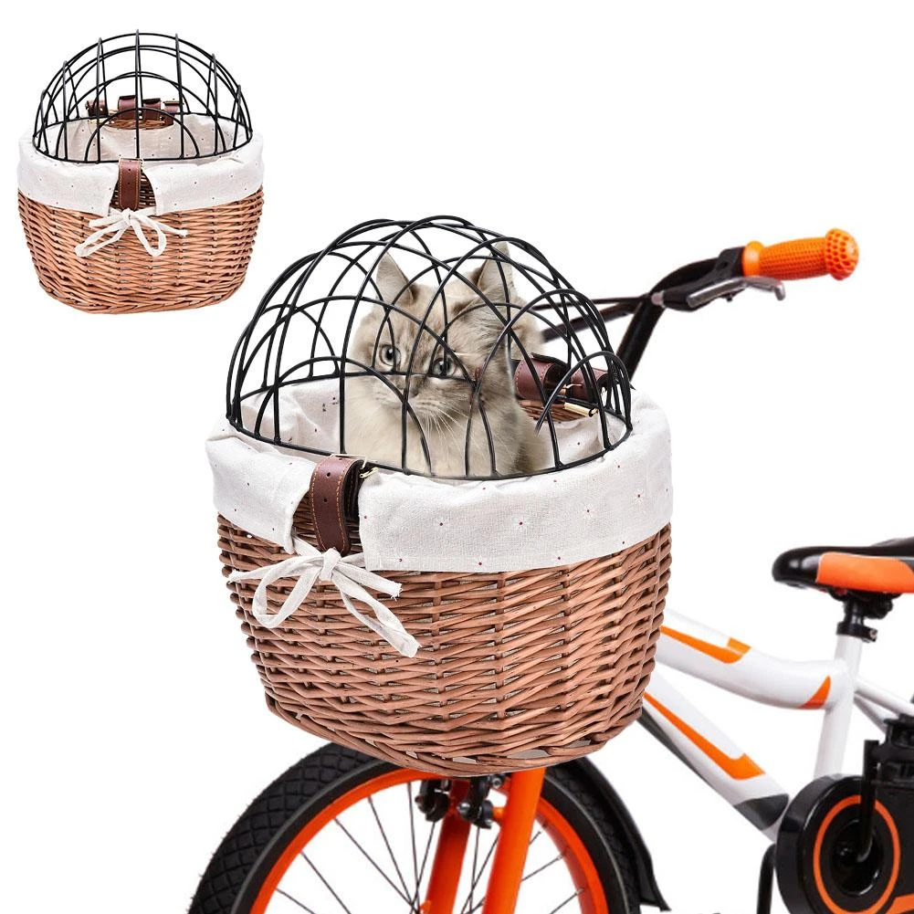 Bolsa de transporte para mascotas, cesta de bicicleta tejida para manillar delantero, cesta de mimbre para transporte de pequeñas, para adultos, niños y niñas|Transportines para perros| - AliExpress