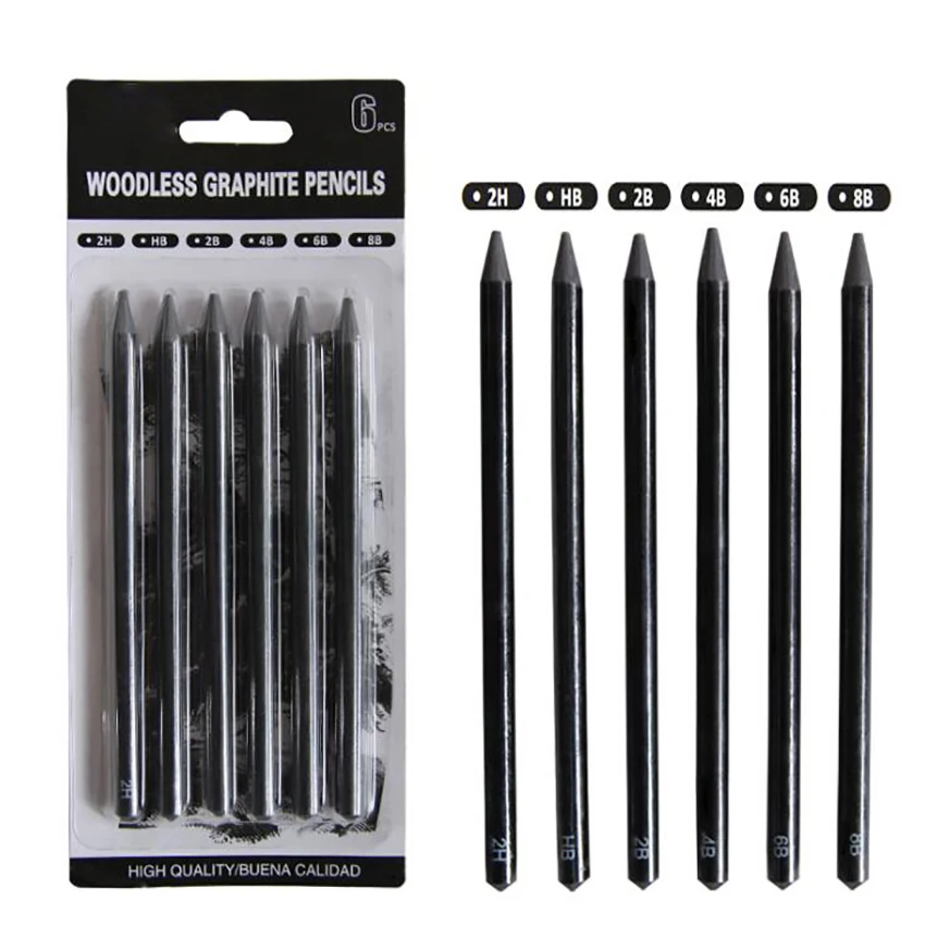 6PCS/Set Professional Charcoal Pencils Drawing Set 2B/4B/6B/8B/2H/HB Artist Charcoal Pencils for Drawing, Sketching, Shading