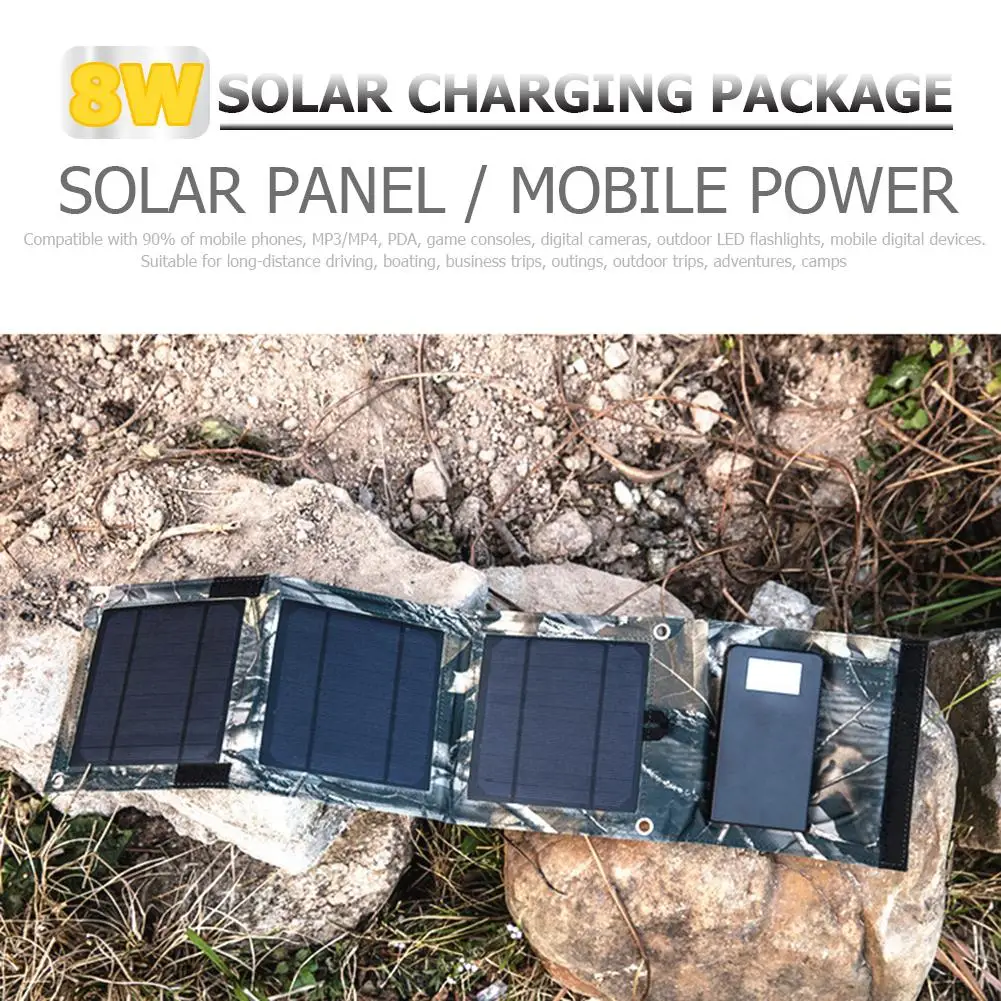 

Outdoor Portable Canvas Foldable Solar Panel Charger 8W Mobile Power Bank