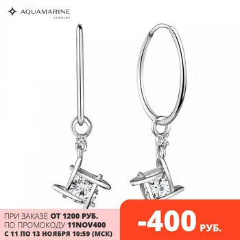 

Earrings Congo aquamarine with cubic zirconia, 925 sterling silver