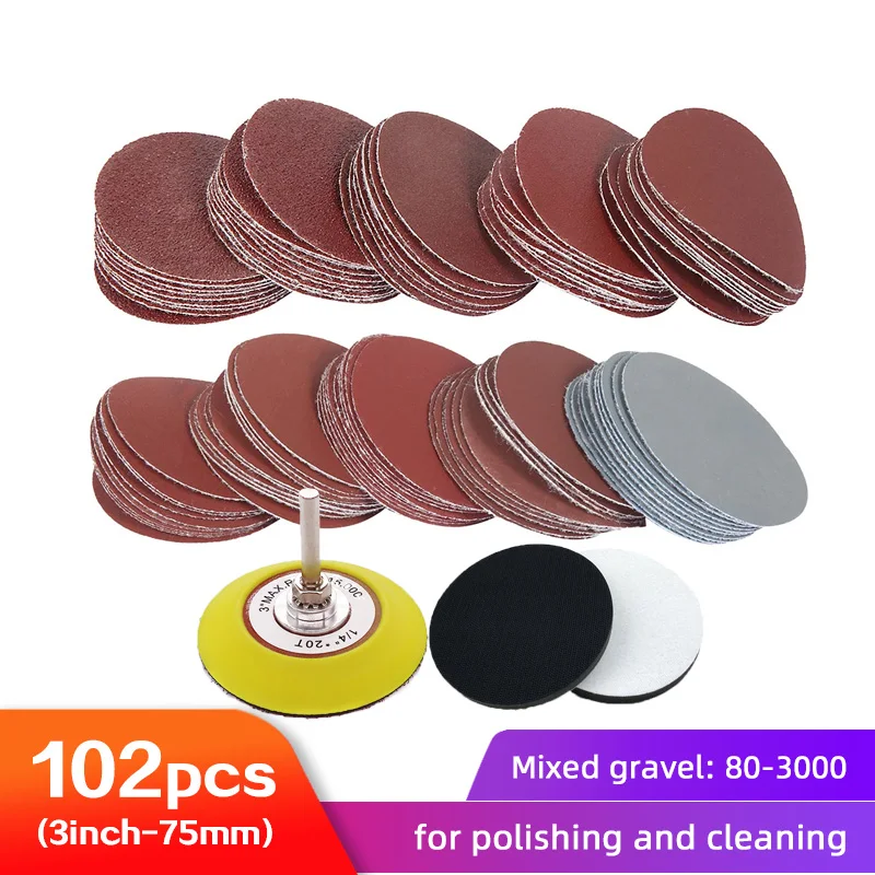 102Pcs 3 Inch Sanding Discs Sandpaper 803000 Grit with 1/4 Inch Shank