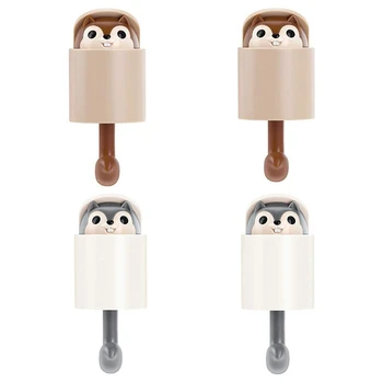 

4 Pcs Creative Squirrel Hook Wall Hanging Strong Viscose Door Behind the Hook, Household Porch Clothes and Hats Hook Wall Key Ho