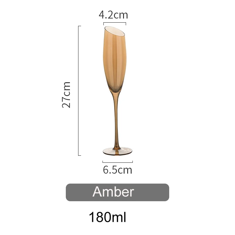 Радужное покрытие Бессвинцовая Хрустальная стеклянная чашка Наклонный рот бокал для вина коктейльное стекло бокалы для шампанского бокал для вечеринок посуда для напитков - Цвет: Amber