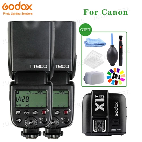 Godox TT600 X1T-C Камера Вспышка Speedlite 2,4 г Беспроводной Master Slave HSS для цифровой однообъективной зеркальной камеры Canon EOS 5D 6D 7D 70D 700D 80D 800D 60D 600D - Цвет: 2xTT600 and X1T-C