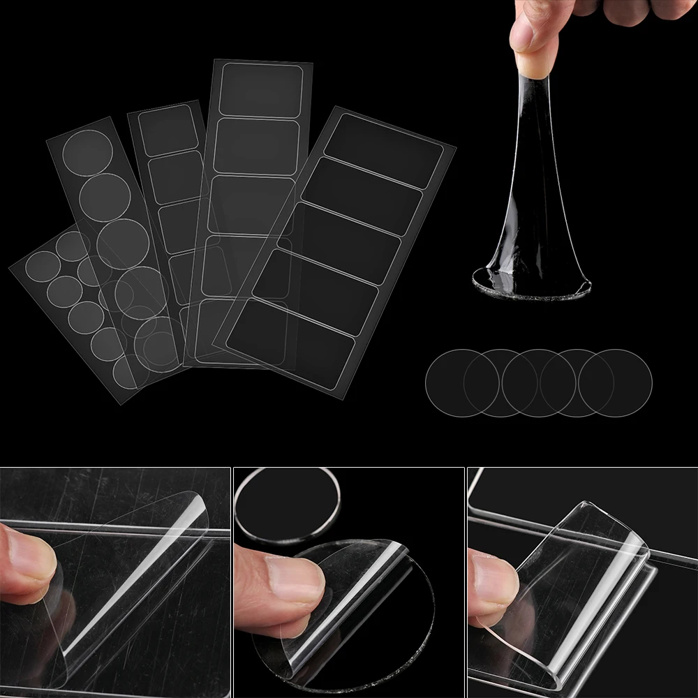 10Pcs Double-Sided Nano Tape Sticky Pads Transparent Seamless Sticky Gripping Pads Anti-Slip Pads for Car Cell-Phone Office Home