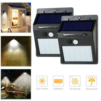 

2PCS LED Solar Power Light PIR Motion Sensor Wall Lighting For Outdoor Garden Decorate Fence Stair Pathway Waterproof Lights