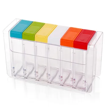 

Six-piece Set Salt MSG Seasoning Jar Seasoning Storage Box Supplies Transparent Plastic Seasoning Box Seasoning Bottle