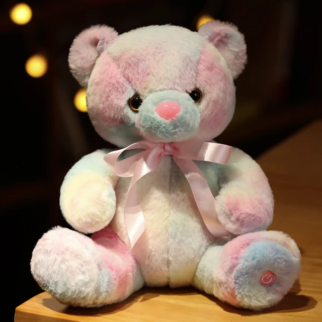 New 28cm Glowing Teddy Bear Plush Toys Colorful Luminous Light Up Stuffed Animal Soft Doll LED Pillow Christmas Gift for Kids 6