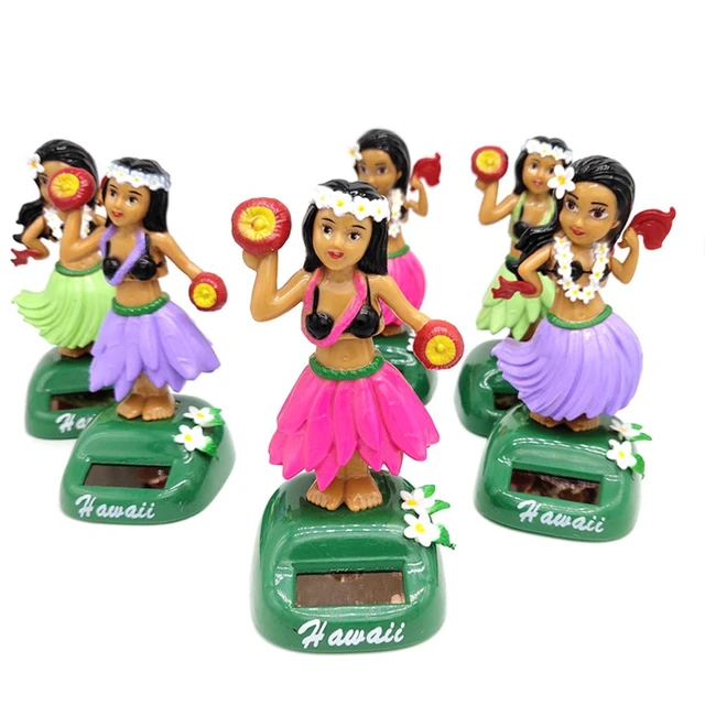 Figurine Solaire Dansante, Danseuse Hawaienne Voiture Qui Bouge, Jouet  Voiture Solaire Balançoire Poupée Hawaiian Fille Danse Jouet, Figurine