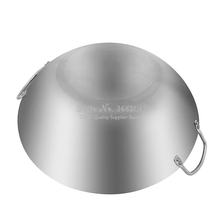 Утюг без покрытия Woks двойной ухо Газовая Плита горшок ручной работы огромная Ручная ковка вок с бинауральной 32-40 см шеф-повара жарить вок с крышкой