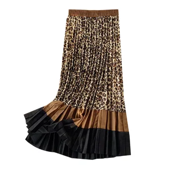 

High Elastic Waist A Line Pleated Corduroy Half-body Skirt Women Fashion Tide New Spring Autumn 2019 Long Pleated Skirt