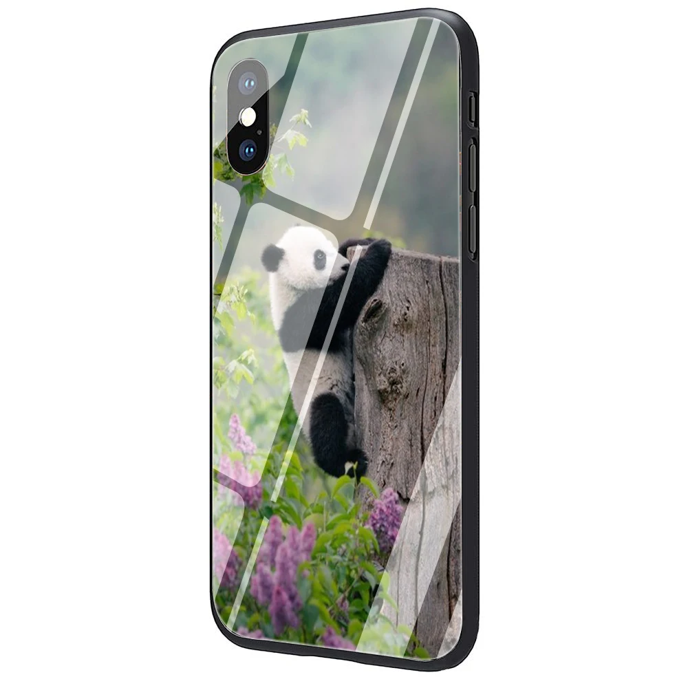 Чехол EWAU Panda on the tree из закаленного стекла для iPhone 11 Pro 6 6S Plus 7 8 Plus X XS XR XS Max - Цвет: G10