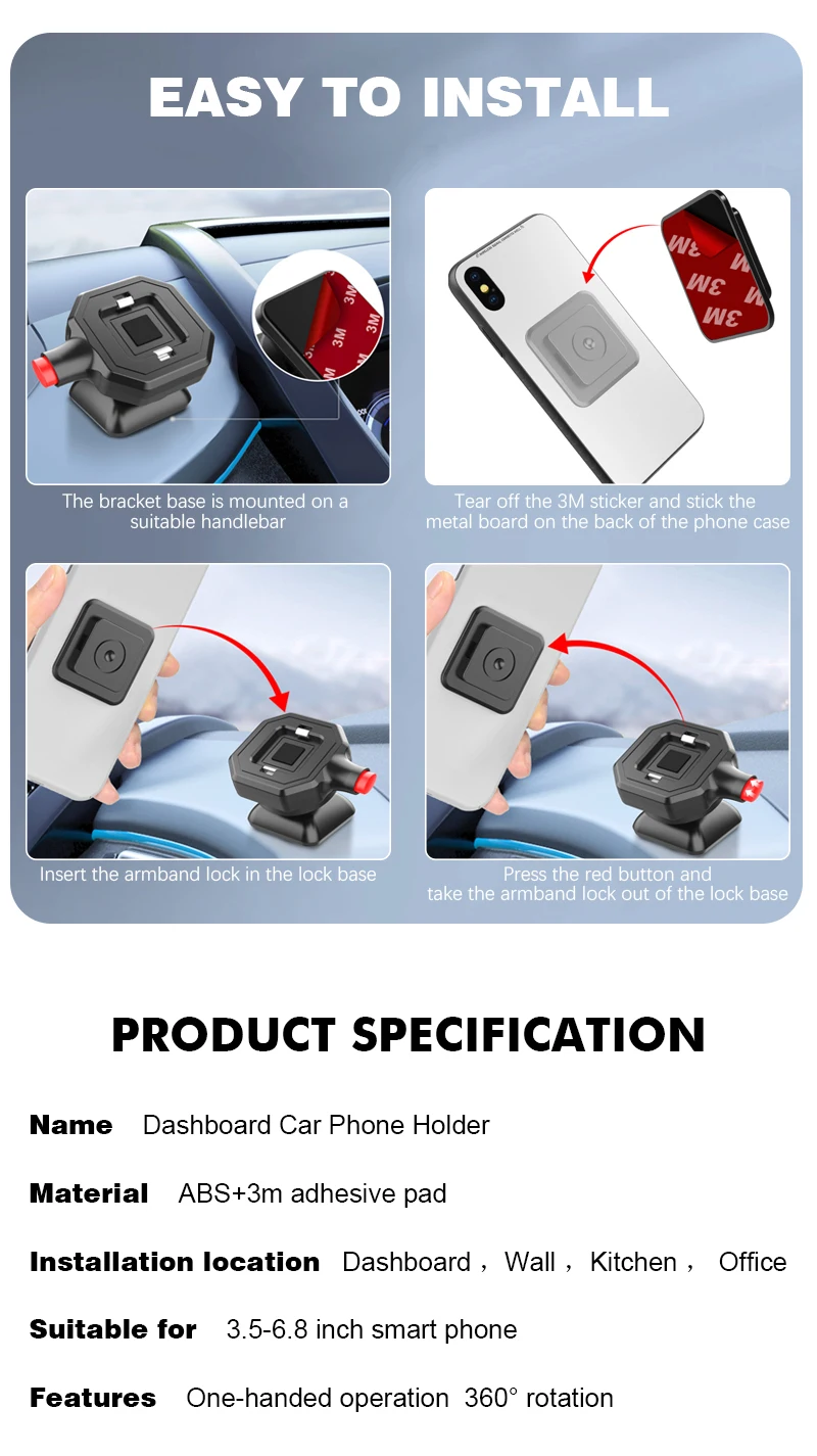 iphone charging stand Universal Car Phone Holder Quick Lock Mobile Phone Stand Mount for iPhone Samsung Xiaomi Car Dashboard Smartphone GPS Bracket cell phone stand holder