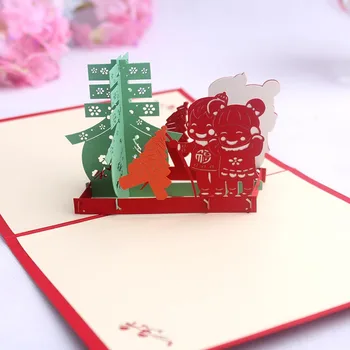 

3D Creative 3D greeting card 2019 year of the pig blessing card New Year blessing 3D paper-cut Happy New Year